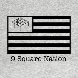 9 Square Nation White Flag Design T-Shirt